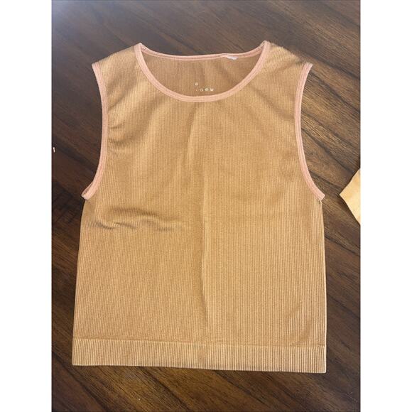 2 Gold Crop Tank Tops Womens Sz S Fallcore Stretchy Cozy Team Colors Athleisure - Picture 2 of 9